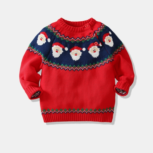 Kids Santa Jacquard Pullover Sweater - Picture 1 of 7